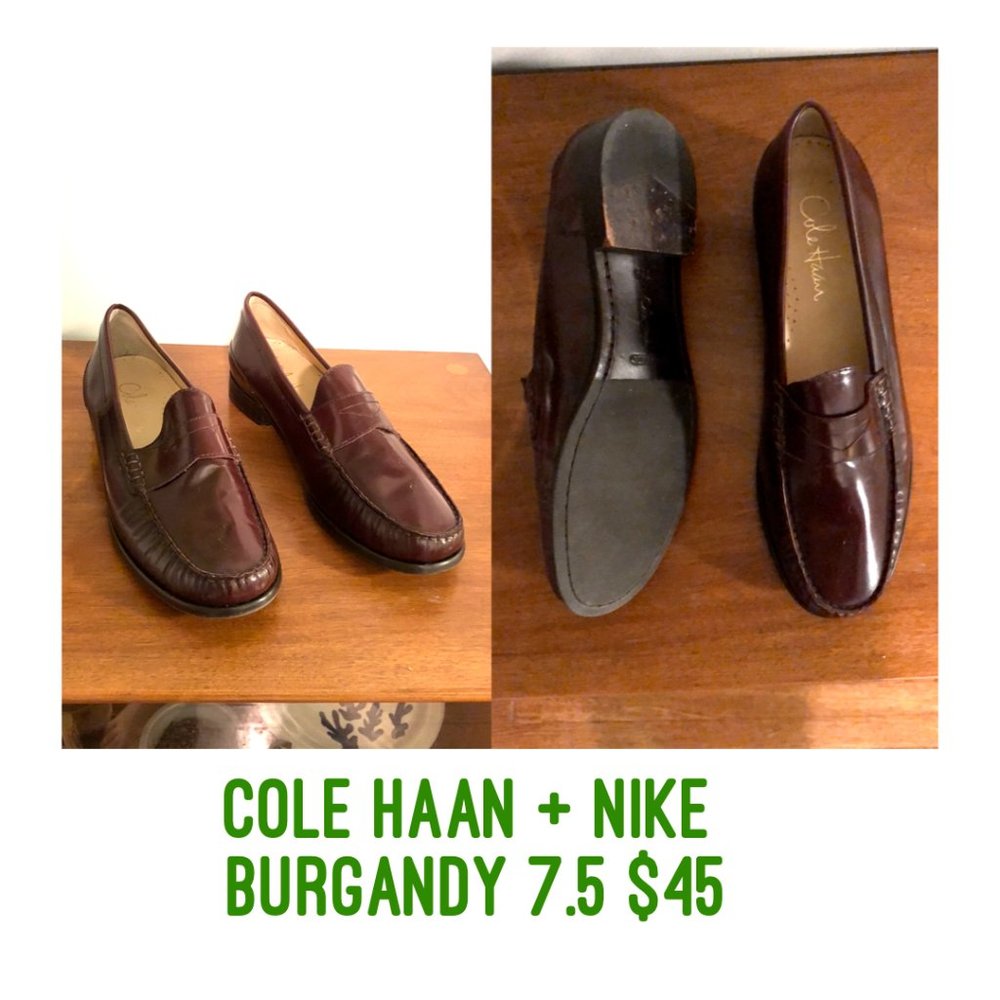 Cole Haan x Nike Penny Loafers, Burgundy, Size 7.5